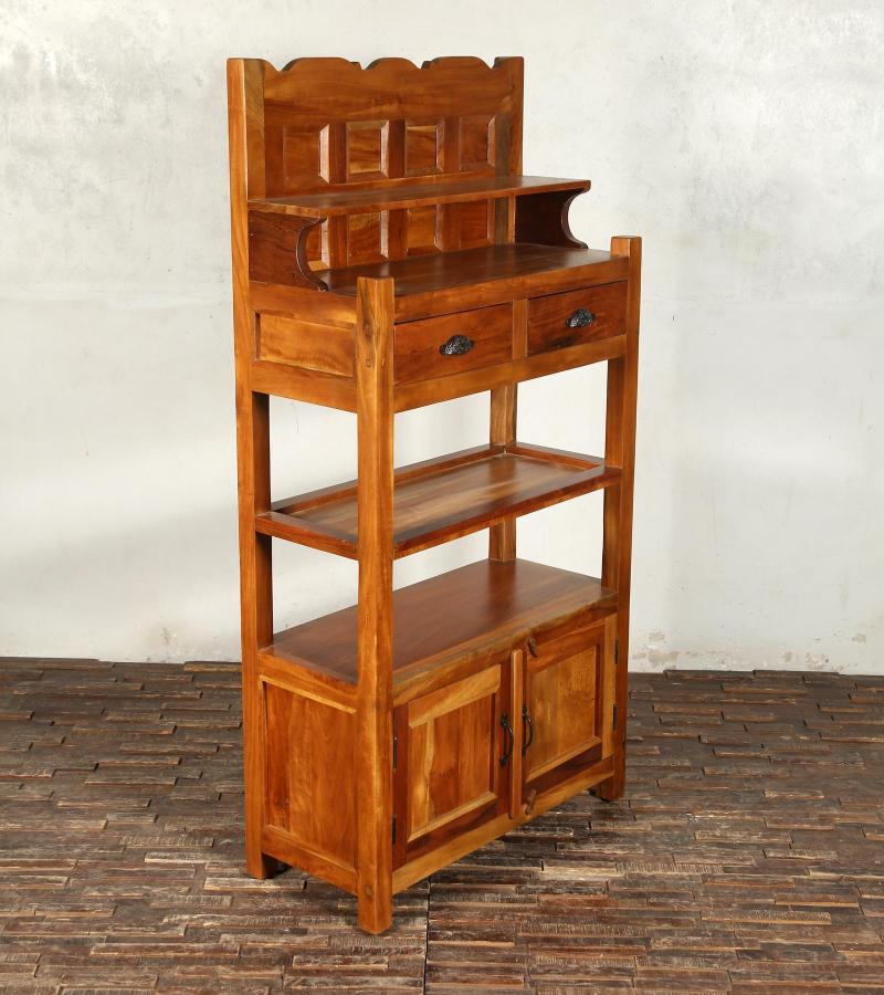 SOLID RECLAIMED TEAK WOOD CABINET WITH DOORS, SHELVES & DISPLAY