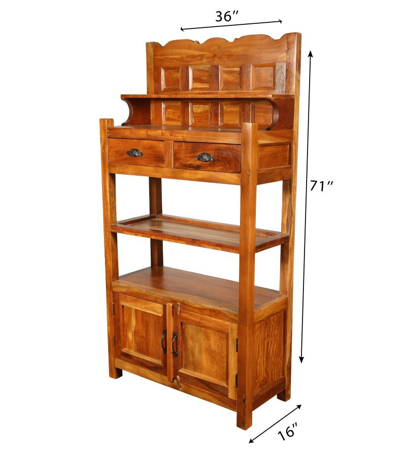 SOLID RECLAIMED TEAK WOOD CABINET WITH DOORS, SHELVES & DISPLAY