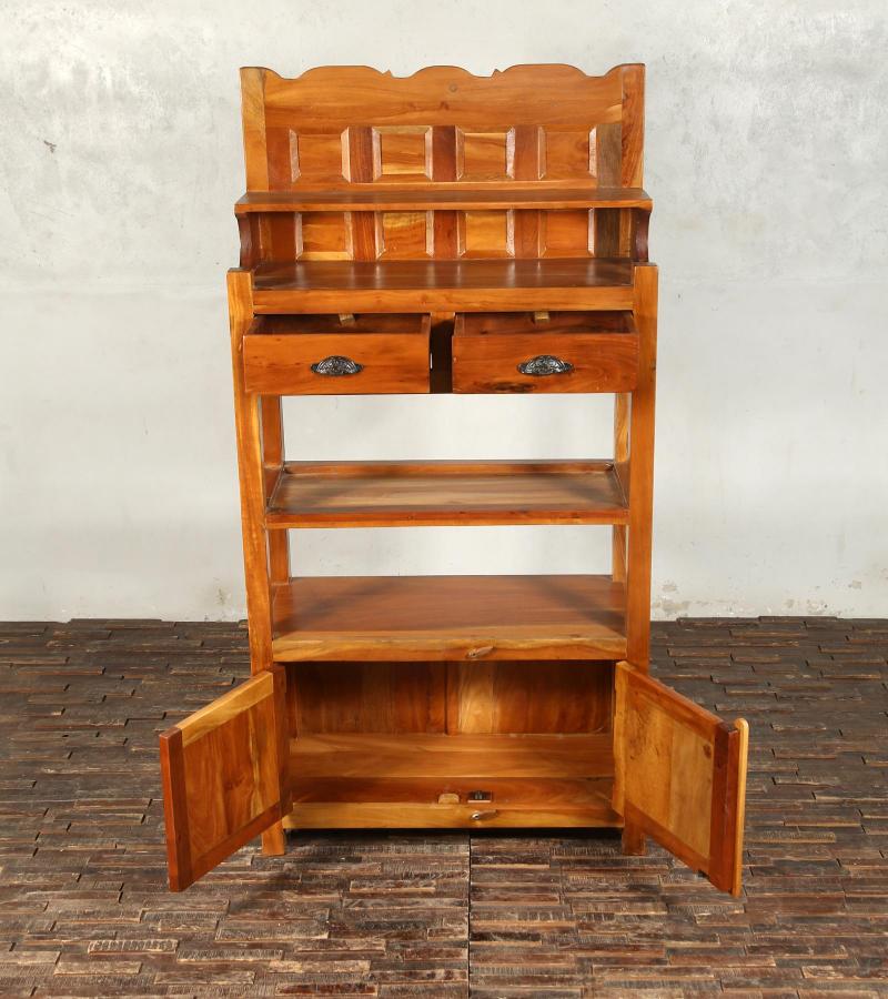SOLID RECLAIMED TEAK WOOD CABINET WITH DOORS, SHELVES & DISPLAY