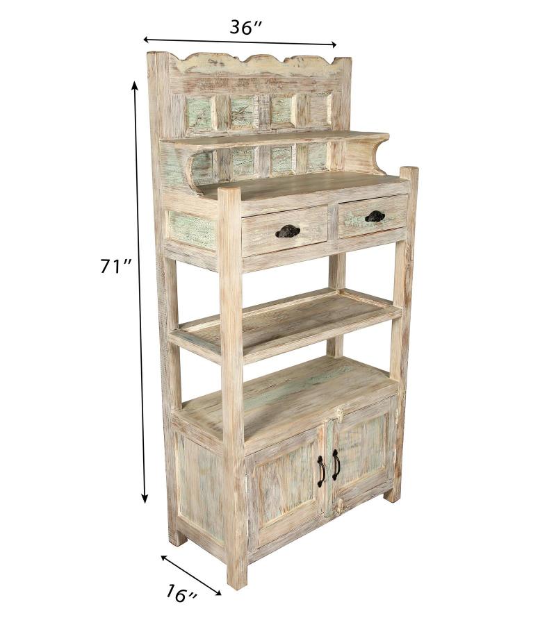 SOLID RECLAIMED TEAK WOOD CABINET WITH DOORS, SHELVES & DISPLAY