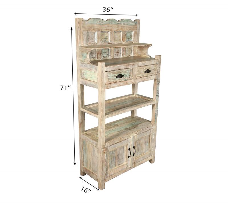 SOLID RECLAIMED TEAK WOOD CABINET WITH DOORS, SHELVES & DISPLAY