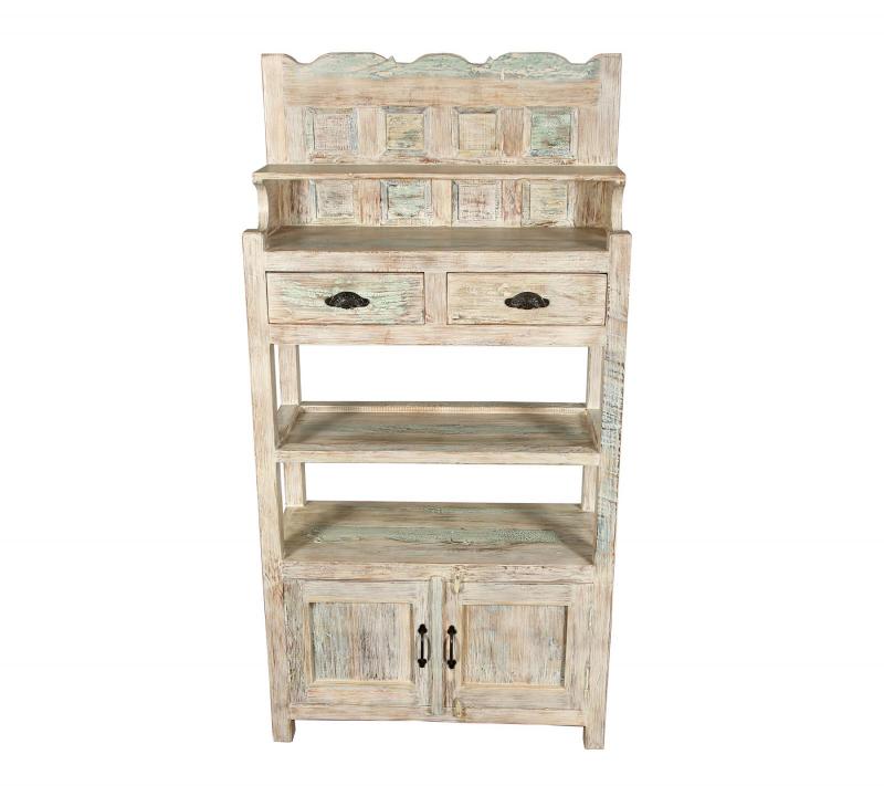 SOLID RECLAIMED TEAK WOOD CABINET WITH DOORS, SHELVES & DISPLAY