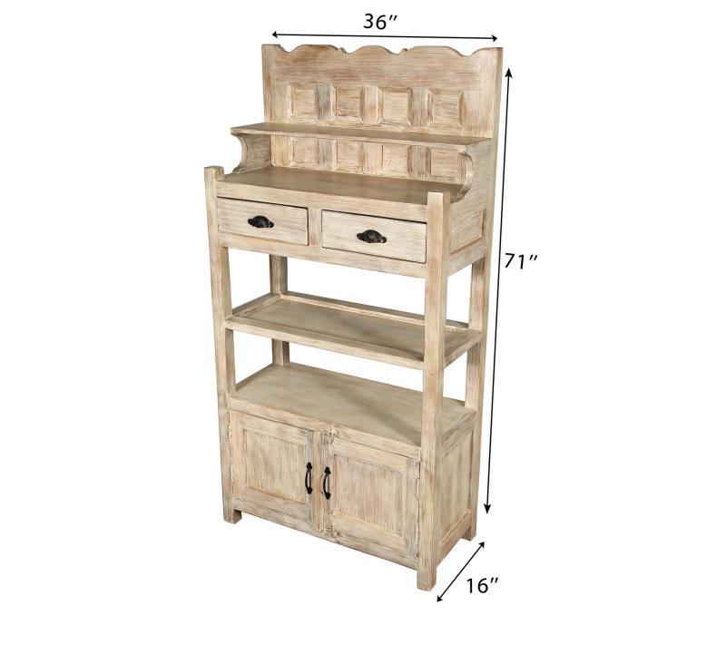 SOLID RECLAIMED TEAK WOOD CABINET WITH DOORS, SHELVES & DISPLAY