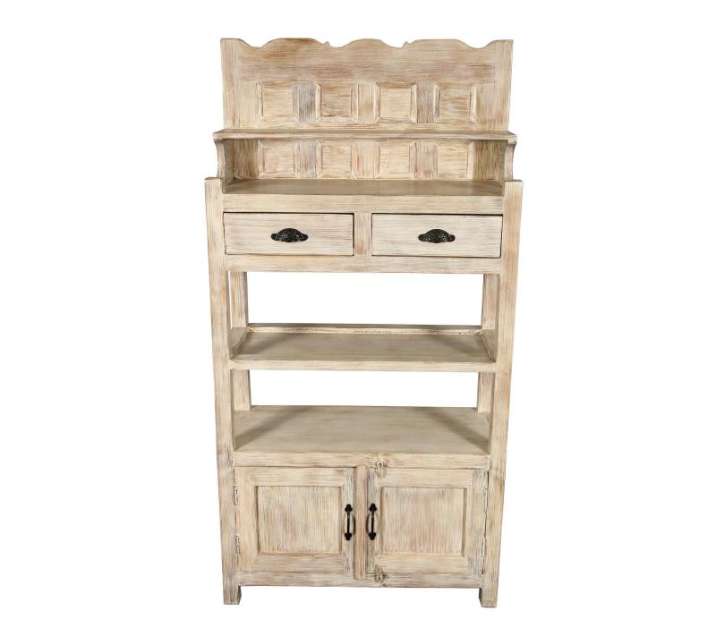 SOLID RECLAIMED TEAK WOOD CABINET WITH DOORS, SHELVES & DISPLAY