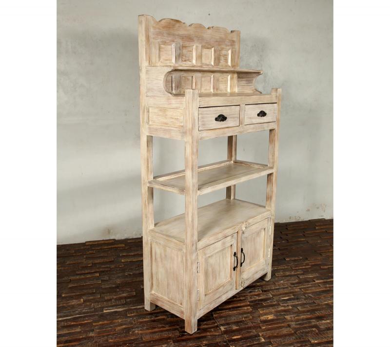 SOLID RECLAIMED TEAK WOOD CABINET WITH DOORS, SHELVES & DISPLAY