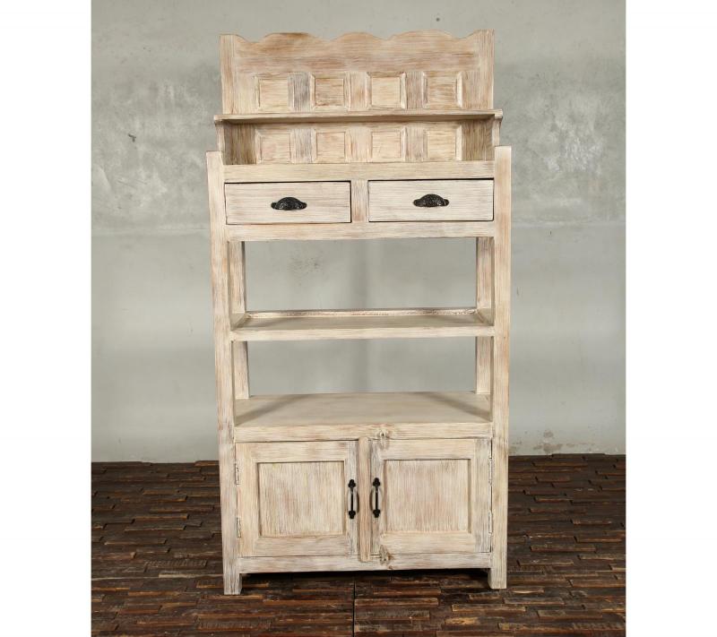 SOLID RECLAIMED TEAK WOOD CABINET WITH DOORS, SHELVES & DISPLAY