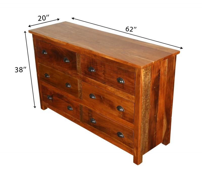 SOLID RECLAIMED TEAK WOOD DRESSER SIDEBOARD 6 DRAWERS