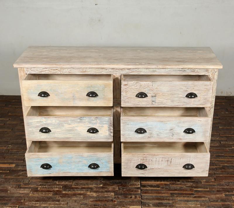 SOLID RECLAIMED TEAK WOOD DRESSER SIDEBOARD 6 DRAWERS