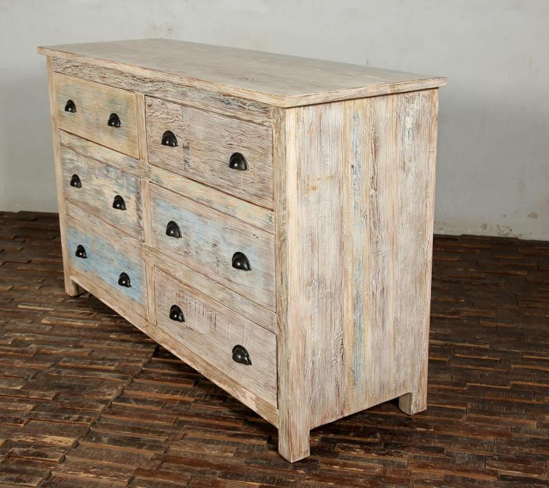 SOLID RECLAIMED TEAK WOOD DRESSER SIDEBOARD 6 DRAWERS