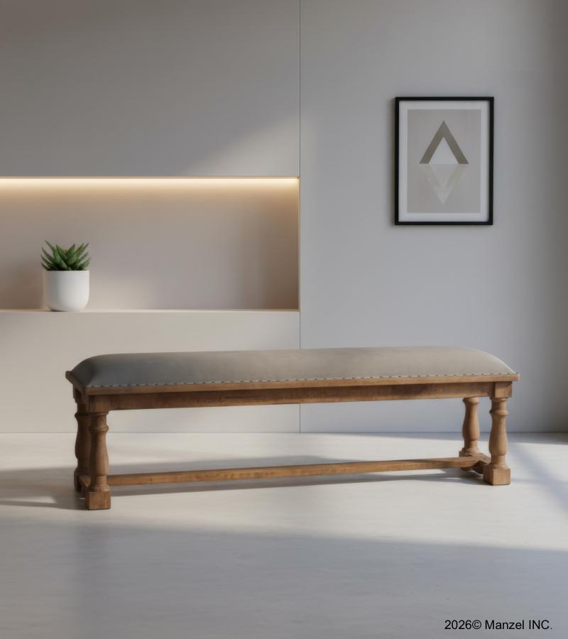 UPHOLSTERED SOLID WOOD BENCH