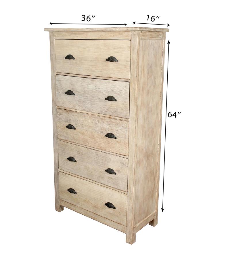 SOLID RECLAIMED TEAK WOOD 5 DRAWER DRESSER