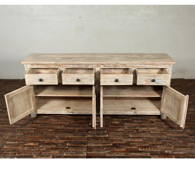 SOLID RECLAIMED TEAK SIDEBOARD 4 DRAWERS & 4 DOORS