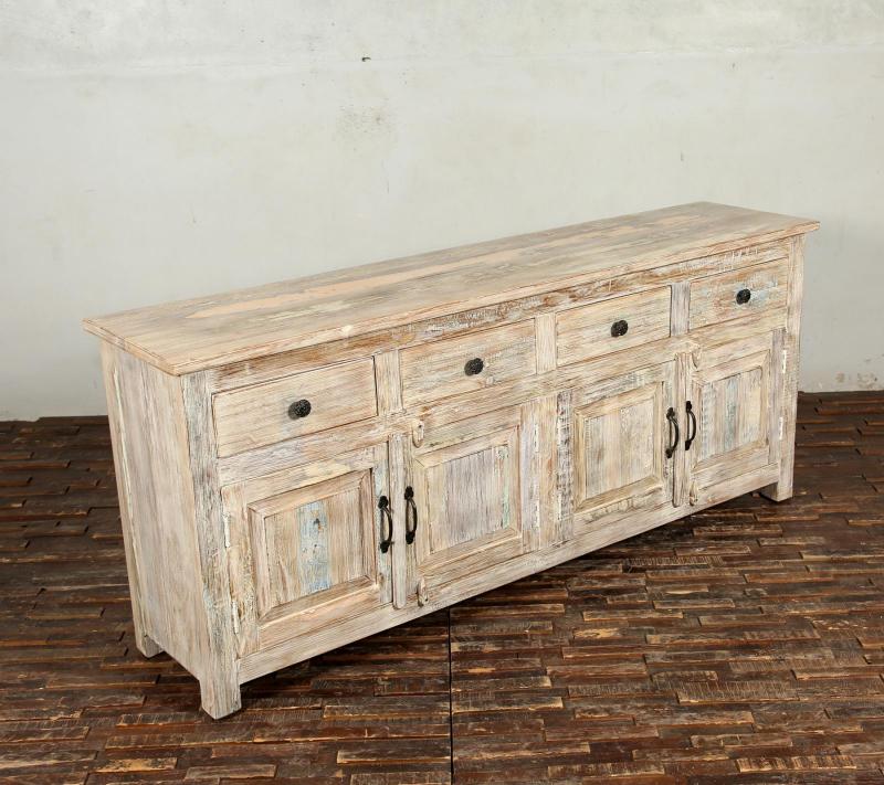 SOLID RECLAIMED TEAK SIDEBOARD 4 DRAWERS & 4 DOORS