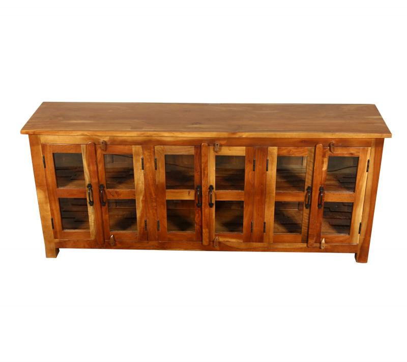 SOLID RECLAIMED TEAK WOOD & GLASS SIDEBOARD