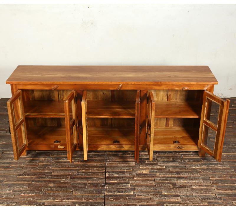 WOODEN GLASS SIDEBOARD
