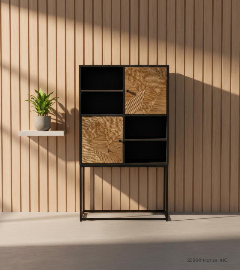 ABSTRACT METAL & WOOD BOOKSHELF 
