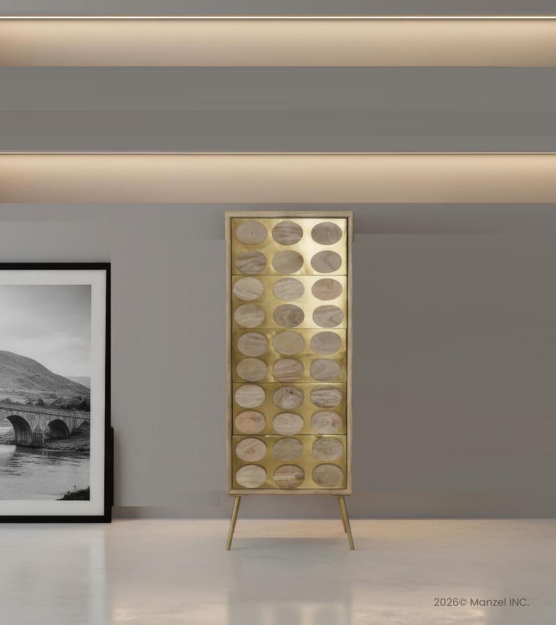 ABSTRACT METAL & WOOD MULTI DRAWER CHEST 