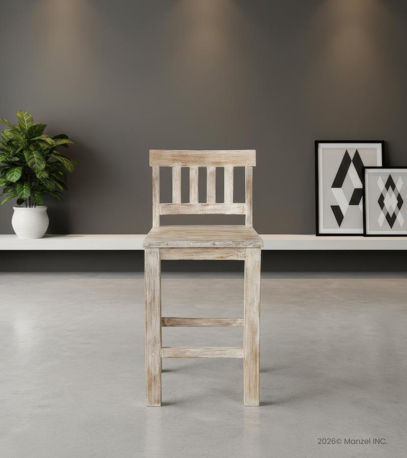 SOLID RECLAIMED TEAK WOOD COUNTER HEIGHT STOOL