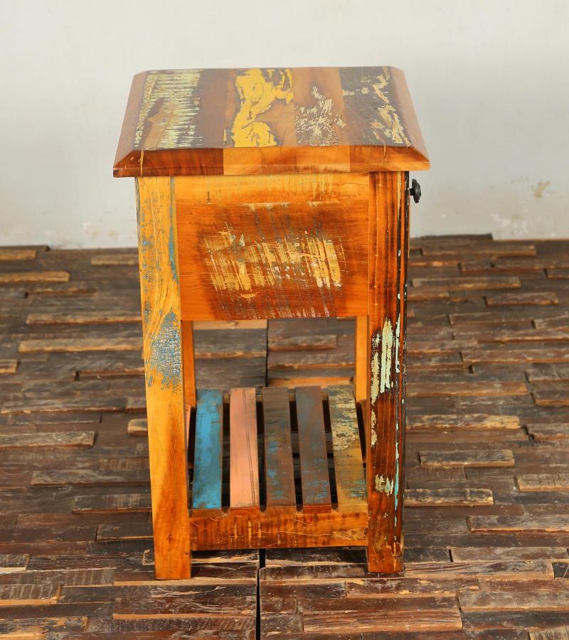 SOLID RECLAIMED TEAK WOOD END TABLE / NIGHT STAND