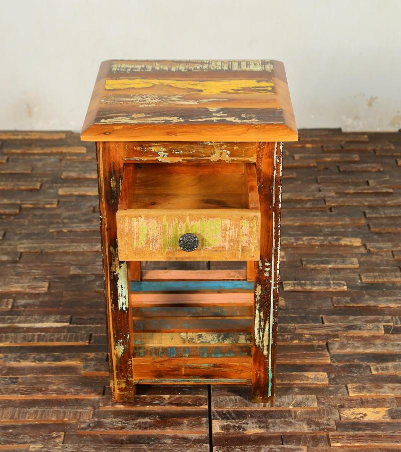 SOLID RECLAIMED TEAK WOOD END TABLE / NIGHT STAND