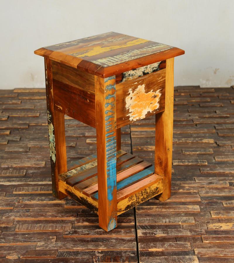 SOLID RECLAIMED TEAK WOOD END TABLE / NIGHT STAND