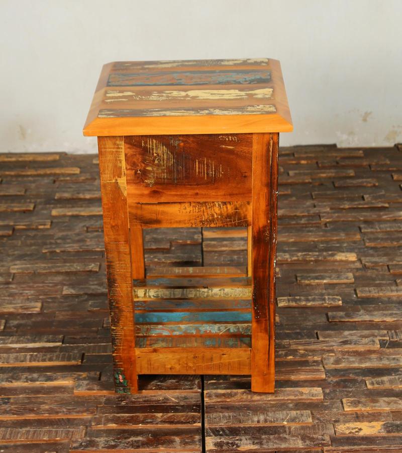 SOLID RECLAIMED TEAK WOOD END TABLE / NIGHT STAND