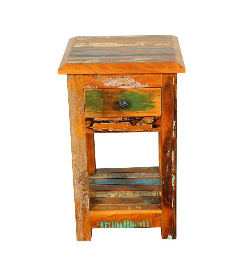 SOLID RECLAIMED TEAK WOOD END TABLE / NIGHT STAND