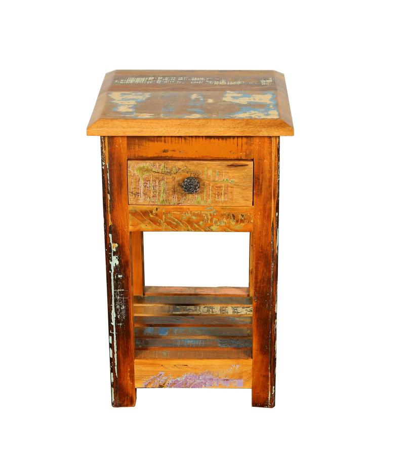 SOLID RECLAIMED TEAK WOOD END TABLE / NIGHT STAND