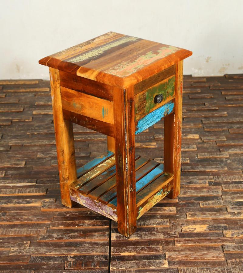 SOLID RECLAIMED TEAK WOOD END TABLE / NIGHT STAND
