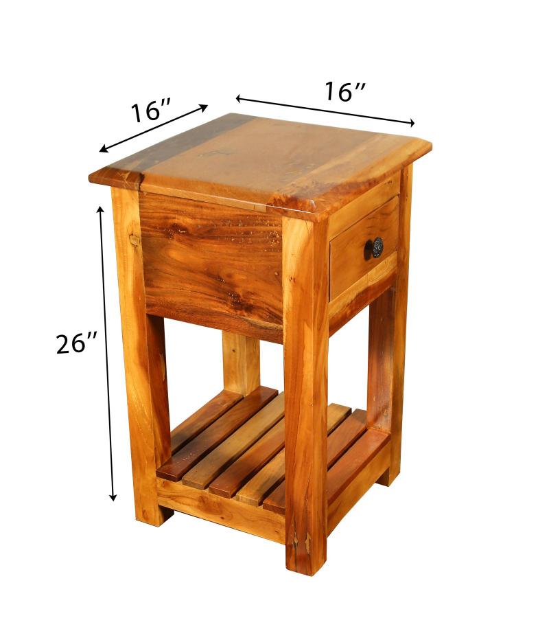 SOLID RECLAIMED TEAK WOOD END TABLE / NIGHT STAND