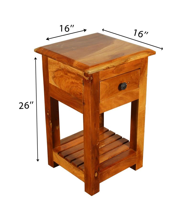 SOLID RECLAIMED TEAK WOOD END TABLE / NIGHT STAND