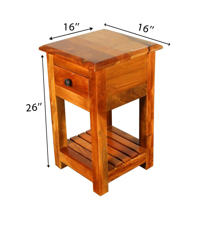 SOLID RECLAIMED TEAK WOOD END TABLE / NIGHT STAND