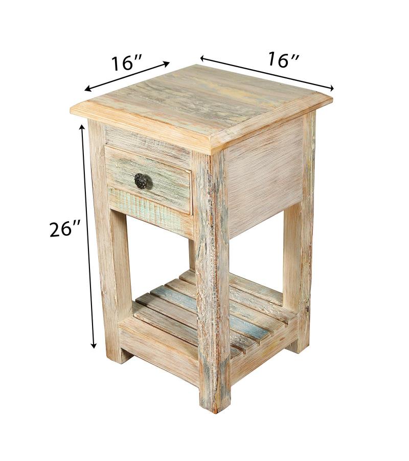 SOLID RECLAIMED TEAK WOOD END TABLE / NIGHT STAND