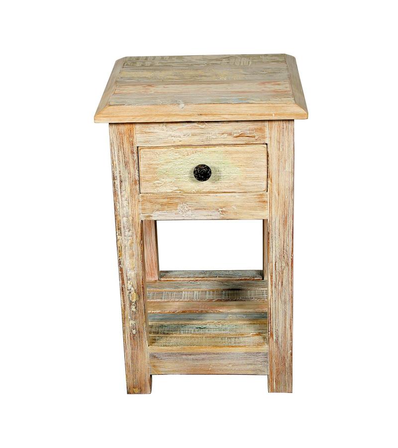 SOLID RECLAIMED TEAK WOOD END TABLE / NIGHT STAND