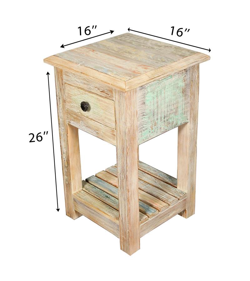 SOLID RECLAIMED TEAK WOOD END TABLE / NIGHT STAND