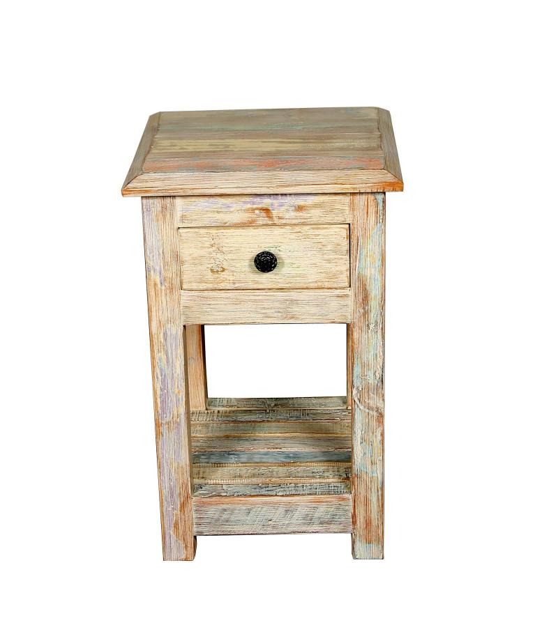 SOLID RECLAIMED TEAK WOOD END TABLE / NIGHT STAND
