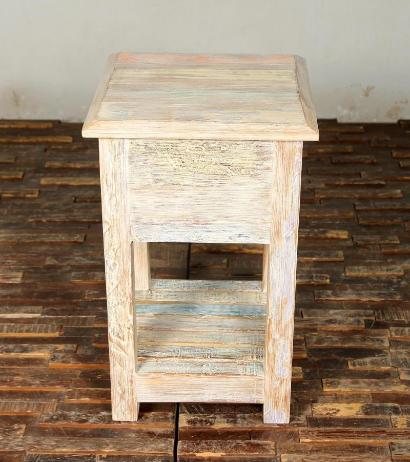 SOLID RECLAIMED TEAK WOOD END TABLE / NIGHT STAND