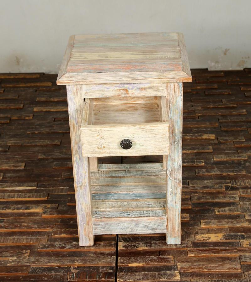 SOLID RECLAIMED TEAK WOOD END TABLE / NIGHT STAND