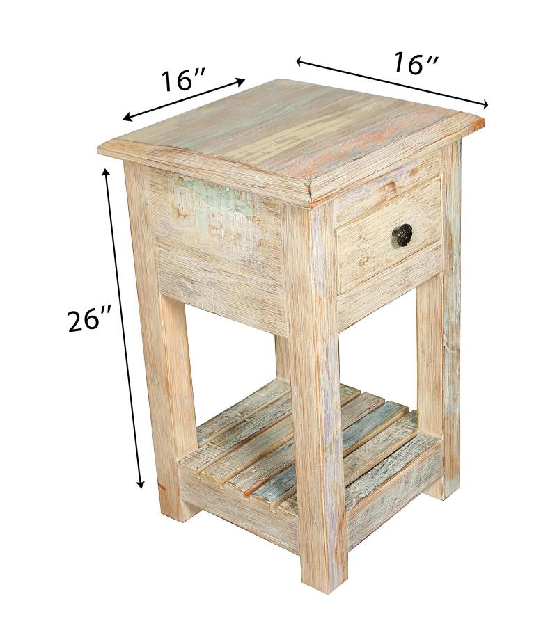 SOLID RECLAIMED TEAK WOOD END TABLE / NIGHT STAND