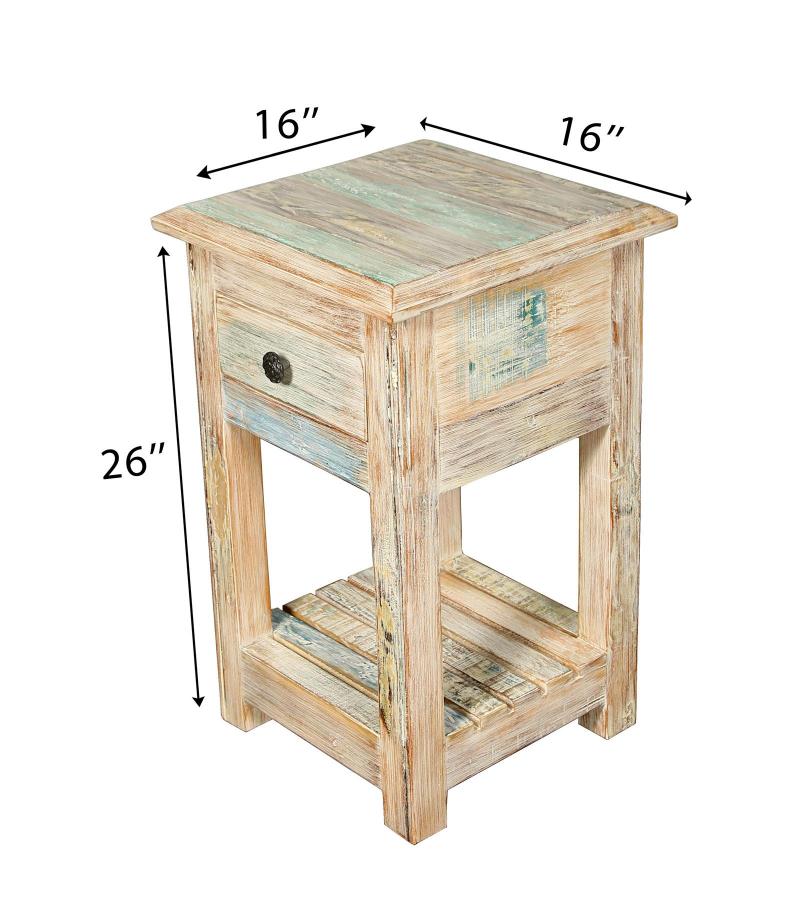 SOLID RECLAIMED TEAK WOOD END TABLE / NIGHT STAND