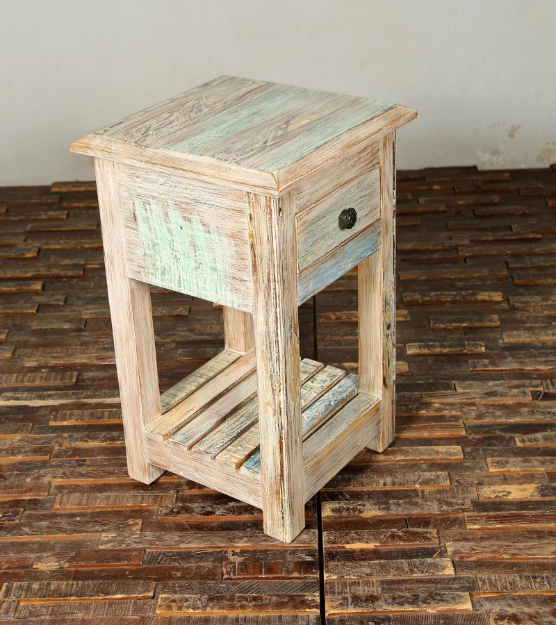 SOLID RECLAIMED TEAK WOOD END TABLE / NIGHT STAND