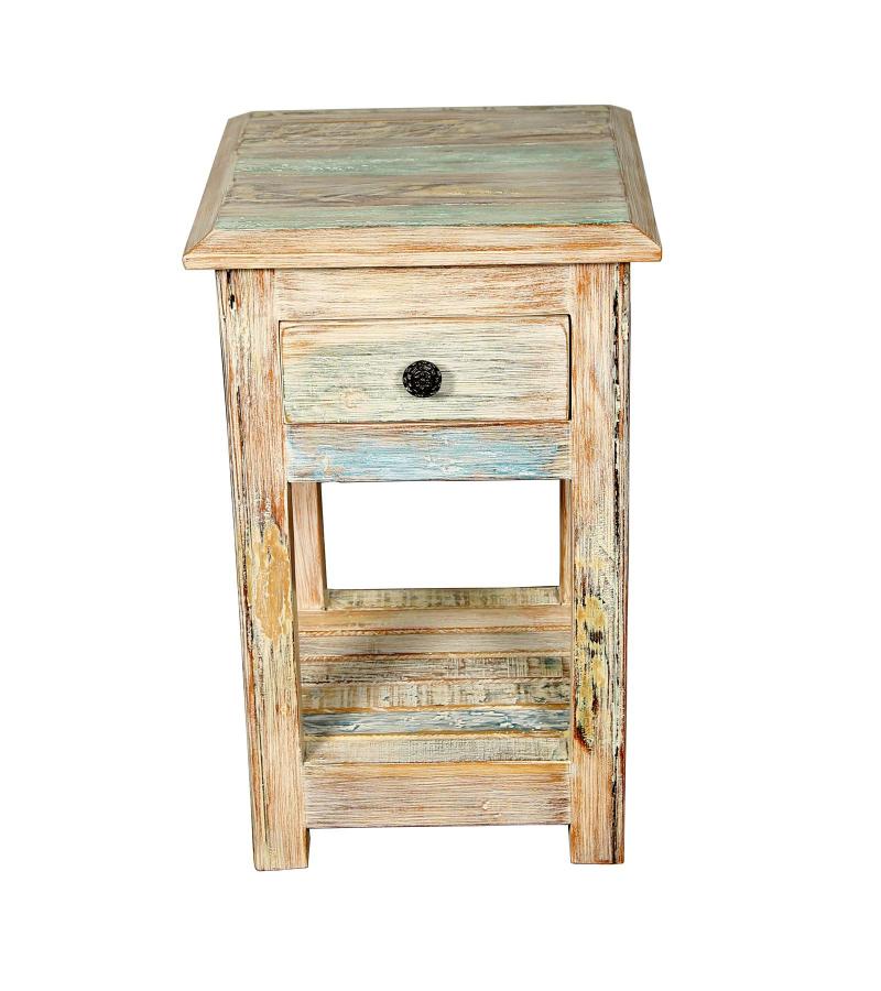 SOLID RECLAIMED TEAK WOOD END TABLE / NIGHT STAND