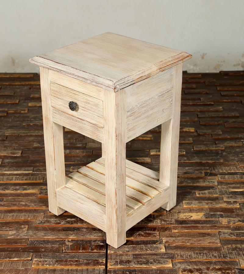 SOLID RECLAIMED TEAK WOOD END TABLE / NIGHT STAND