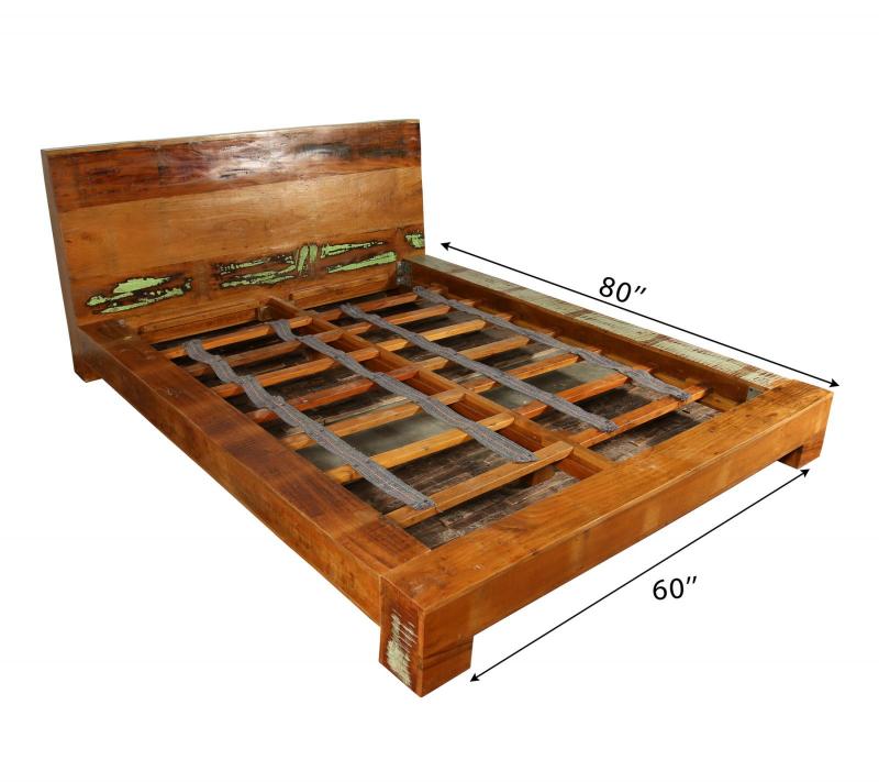 QUEEN SOLID RECLAIMED TEAK WOOD BED