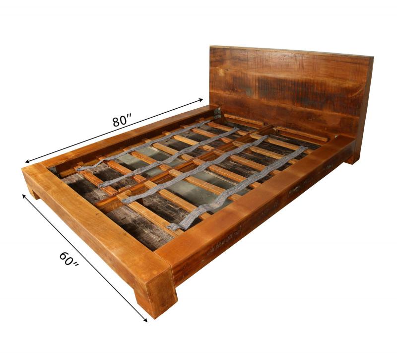 QUEEN SOLID RECLAIMED TEAK WOOD BED