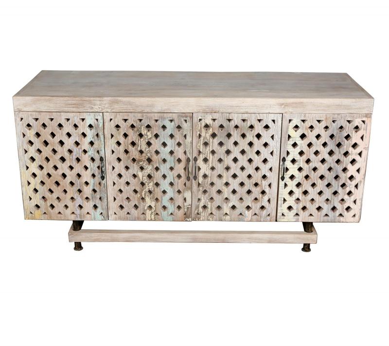  HAND CARVED SOLID RECLAIMED TEAK WOOD SIDEBOARD CONSOLE