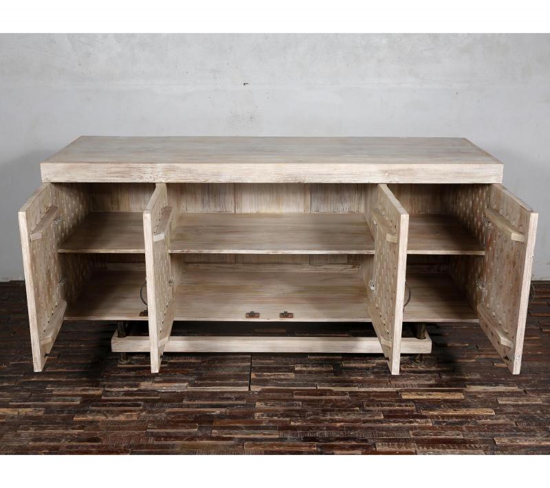 HAND CARVED SOLID RECLAIMED TEAK WOOD SIDEBOARD CONSOLE