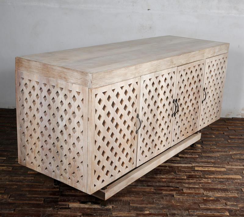  HAND CARVED SOLID RECLAIMED TEAK WOOD SIDEBOARD CONSOLE