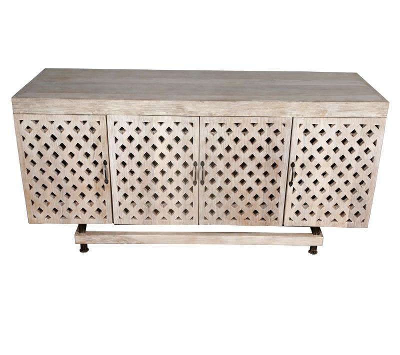  HAND CARVED SOLID RECLAIMED TEAK WOOD SIDEBOARD CONSOLE