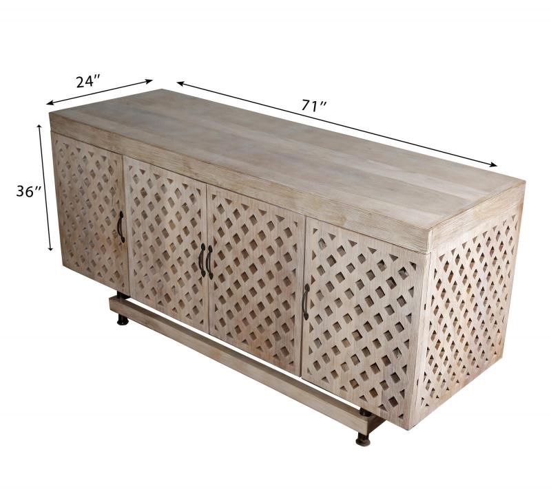  HAND CARVED SOLID RECLAIMED TEAK WOOD SIDEBOARD CONSOLE